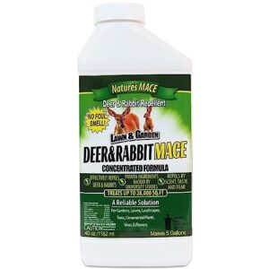 nature’s mace deer & rabbit mace 40oz concentrate deer & rabbit repellent, deer repellent spray for plants, lawns, flowers & gardens, plant safe deer spray, protect plants fast, all-season protection