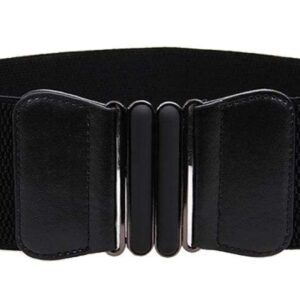 VOCHIC Wide Elastic Plus Size Belt for Women Cinch Waist Belt Stretch Waistband, Black, XL(33"- 42")