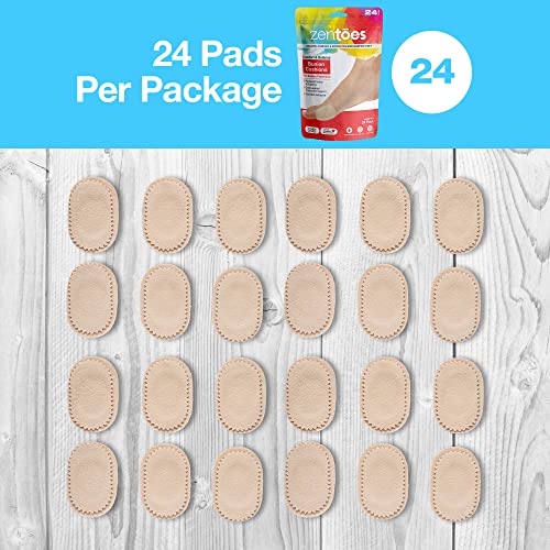 ZenToes Bunion Pain Relief Pads to Wear with Shoes - Moleskin Guards Protect Feet for Men and Women, All-Day Water-Resistant Self-Stick Adhesive - 24 Cushions