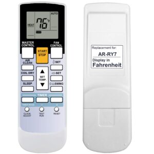 Replacement for Fujitsu Air Conditioner Remote Control Model Number AR-RY7 Works for ASU12RLQ ASU12RMLQ ASU15RLQ ASU18RLQ ASU18RMLQ ASU9RLQ ASU9RMLQ