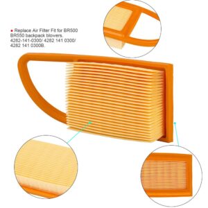 HIFROM Pack of 5 Air Filter (with Detailed Size) Compatible with Stihl BR500 BR550 BR600 4282-141-0300 4282 141 0300 4282 141 0300B Backpack Blowers Parts