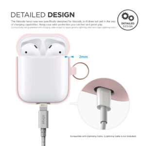 elago Silicone Case with Keychain Compatible with Apple AirPods Case 1 & 2, Front LED Visible, Supports Wireless Charging, Protective Silicone [Lovely Pink]