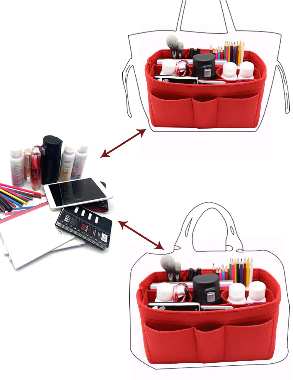 LEXSION Felt Insert Bag Organizer Bag In Bag For Handbag Purse Organizer Fits Speedy Neverful