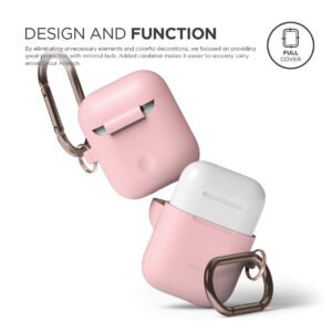 elago Silicone Case with Keychain Compatible with Apple AirPods Case 1 & 2, Front LED Visible, Supports Wireless Charging, Protective Silicone [Lovely Pink]