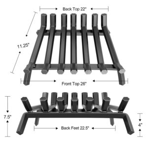 AMAGABELI GARDEN & HOME Fireplace Log Grate 30 inch Wrought Iron Fire Place Grates Heavy Duty Solid Steel Indoor Chimney Hearth 3/4" Bar Outdoor Firepit Wood Stove Firewood Burning Rack Holder