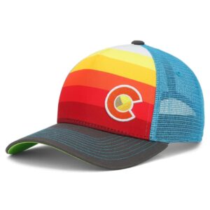 colorado trucker hats for men & women - custom sunset fader style with snapback, versatile & conscious outdoor cap, adult fit