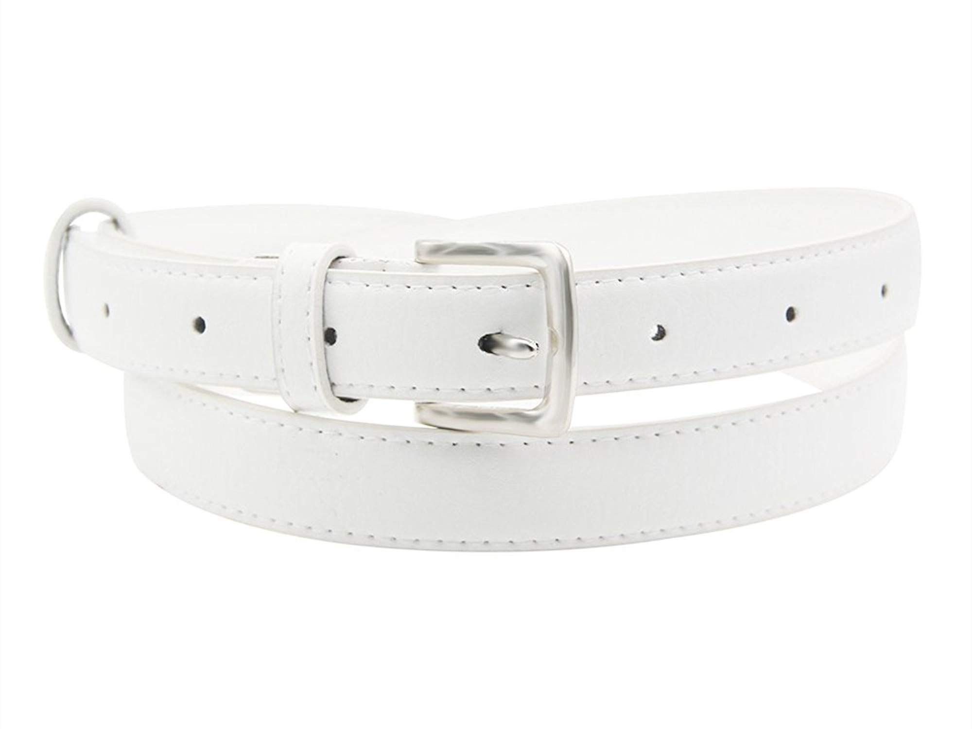 maikun White Womens Belt For Jeans Pants Dress, Womens Skinny Belt 39.4''long, for waist size 32-34''