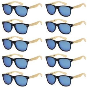 Got Shades Wholesale Bamboo Sunglasses Retro 80's Wood Sunglasses Men-Cool Sunglasses for Men & Women-10 Pack