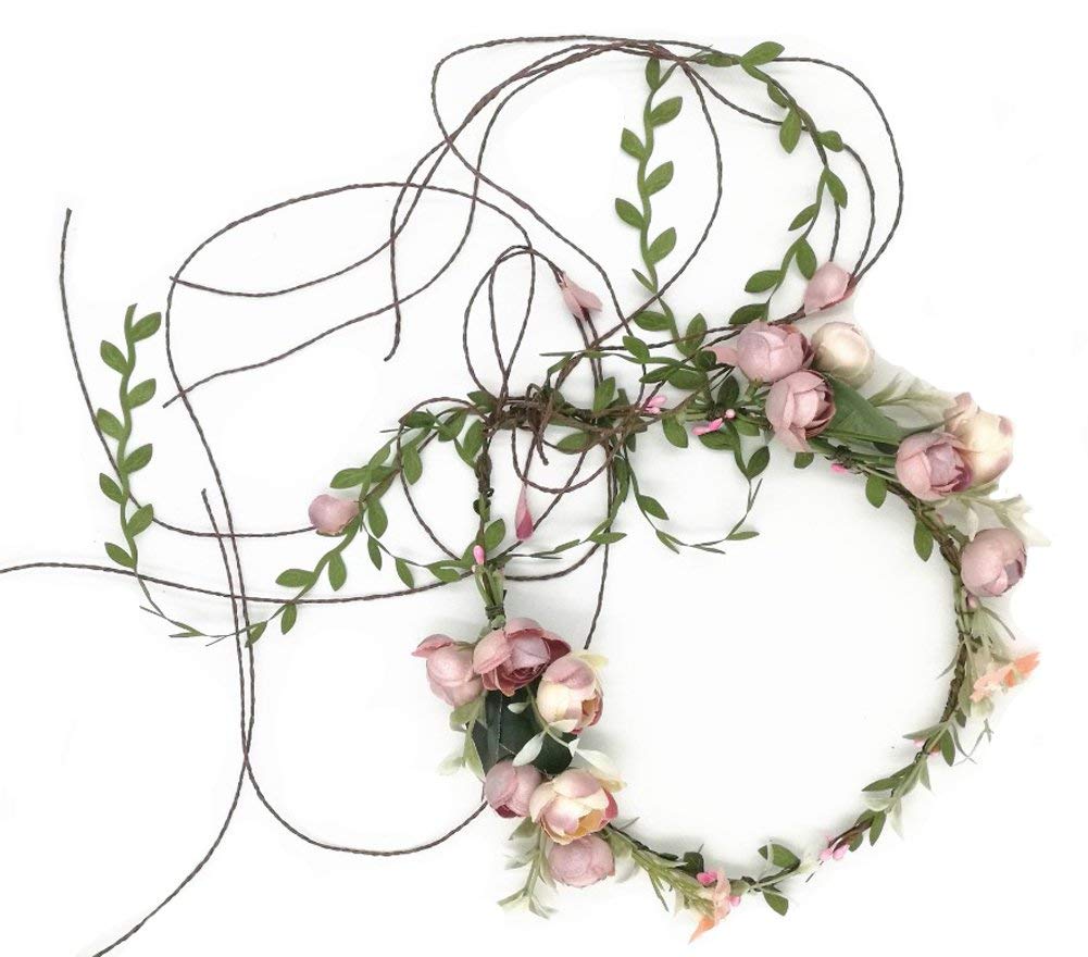 Floral Fall Adjustable Bridal Flower Garland Headband Flower Crown Hair Wreath Halo F-83 (A)