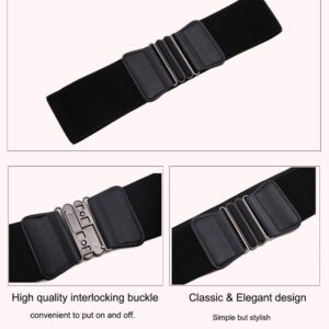 VOCHIC Wide Elastic Plus Size Belt for Women Cinch Waist Belt Stretch Waistband, Black, XL(33"- 42")