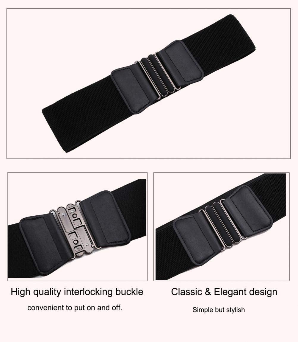 VOCHIC Wide Elastic Plus Size Belt for Women Cinch Waist Belt Stretch Waistband, Black, XL(33"- 42")