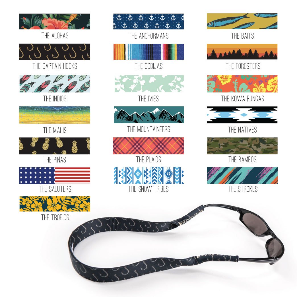 Ukes Premium Sunglass Strap - Durable & Soft Glasses Strap Designed with Floating Neoprene Material - Secure fit for Your Glasses and Eyewear. (The Captain Hooks)