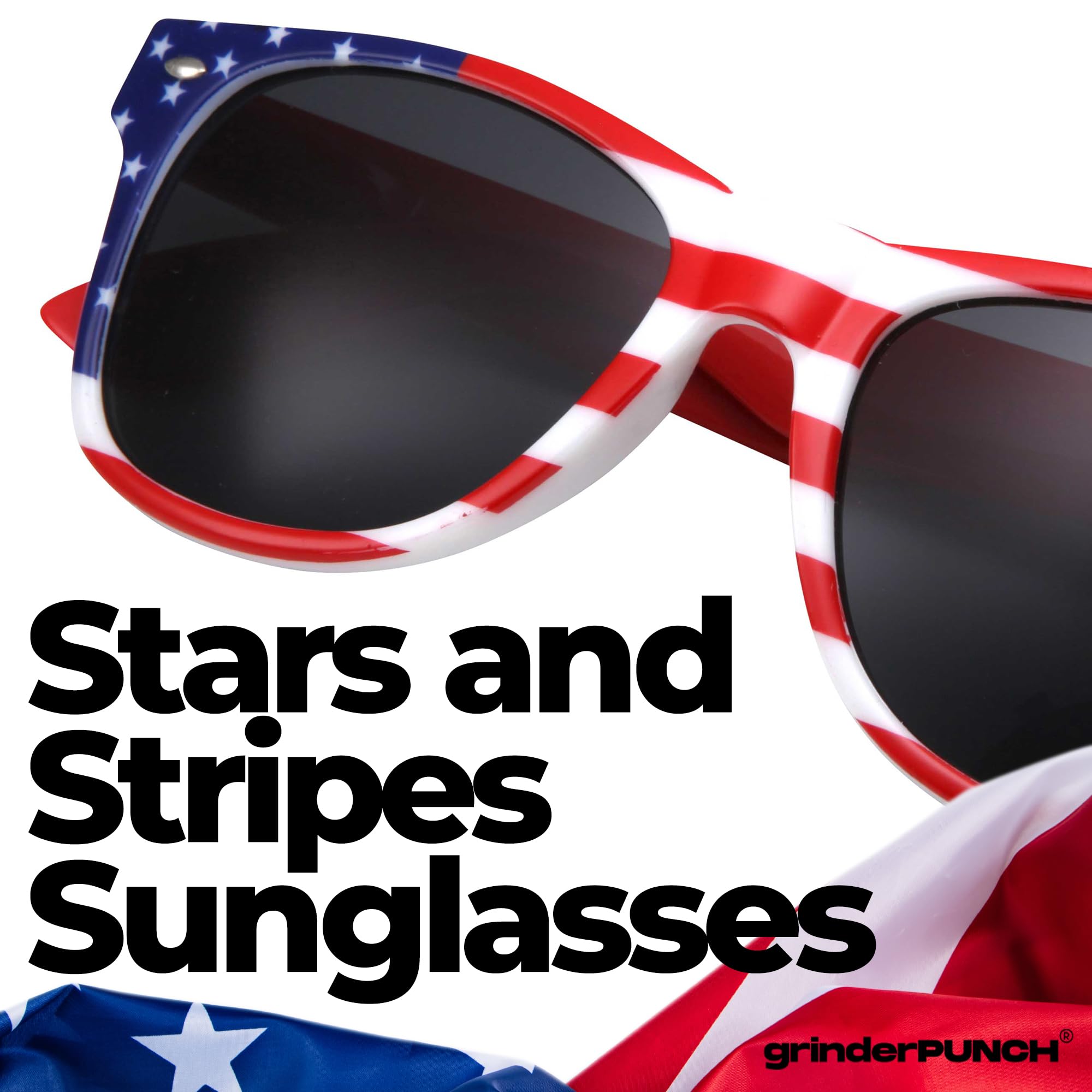 grinderPUNCH 3 Pairs Team USA Bulk American Sunglasses Flag Classic Patriot