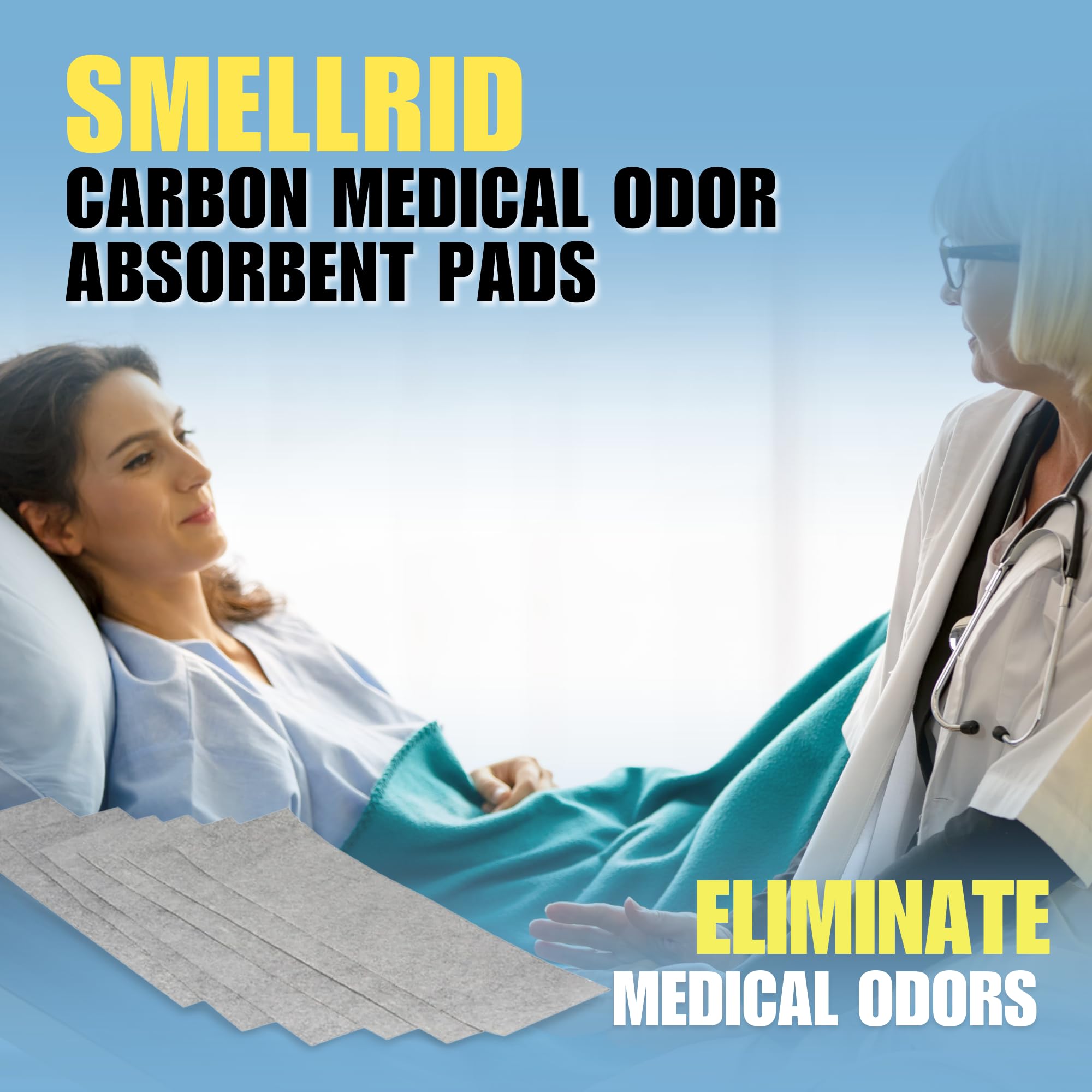 SMELLRID Carbon Medical Odor Absorbent Pads: 6 (4"x16") Gray