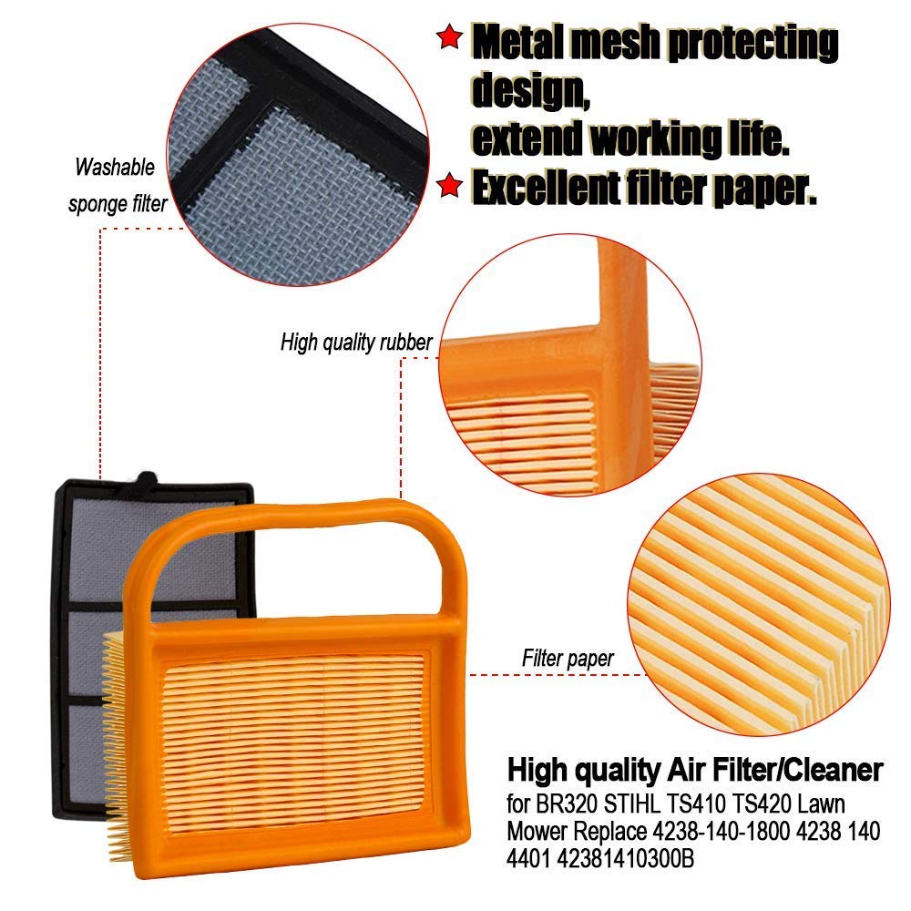 HIFROM Replace Air Filter + Pre Filter Compatible with BR320 STIHL TS410 TS420 Lawn Mower Replace 4238-140-1800 4238 140 4401 42381410300B