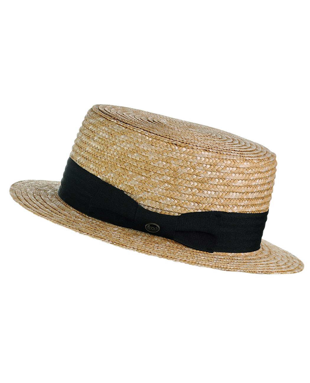 NYFASHION101 Unisex Grosgrain Ribbon Straw Skimmer Boater Hat, Black Band