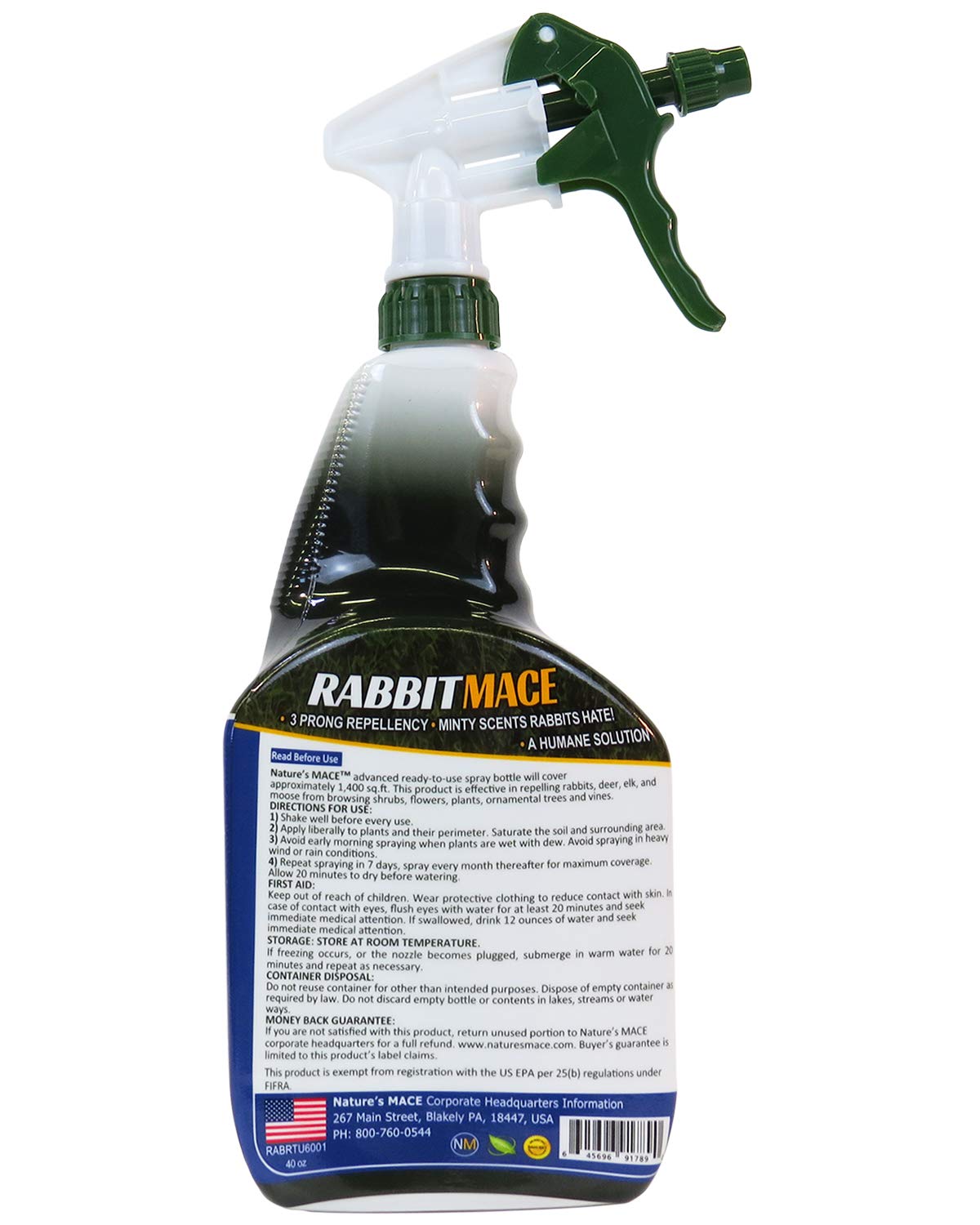 Nature’s MACE 40 Ounce Rabbit Repellent Spray, Rabbit Deterrent for Garden, Rabbit Repellent Outdoor, Rabbit Repellent for Garden, Safe for Dogs, Pets, People, & Plants