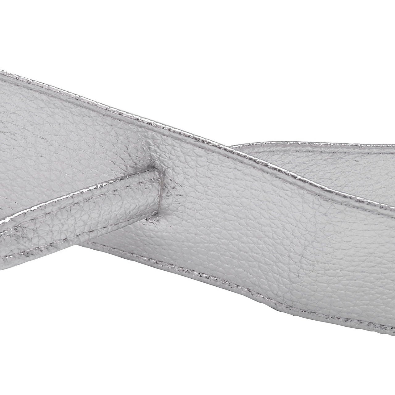 Ayliss Women Soft Leather Obi Belt Self Tie Wrap Cinch Belt,Silver