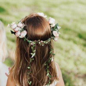 Floral Fall Adjustable Bridal Flower Garland Headband Flower Crown Hair Wreath Halo F-83 (A)