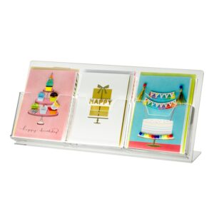 source one deluxe clear acrylic countertop greeting card display 1 & 3 pockets available (1, 3 pocket)