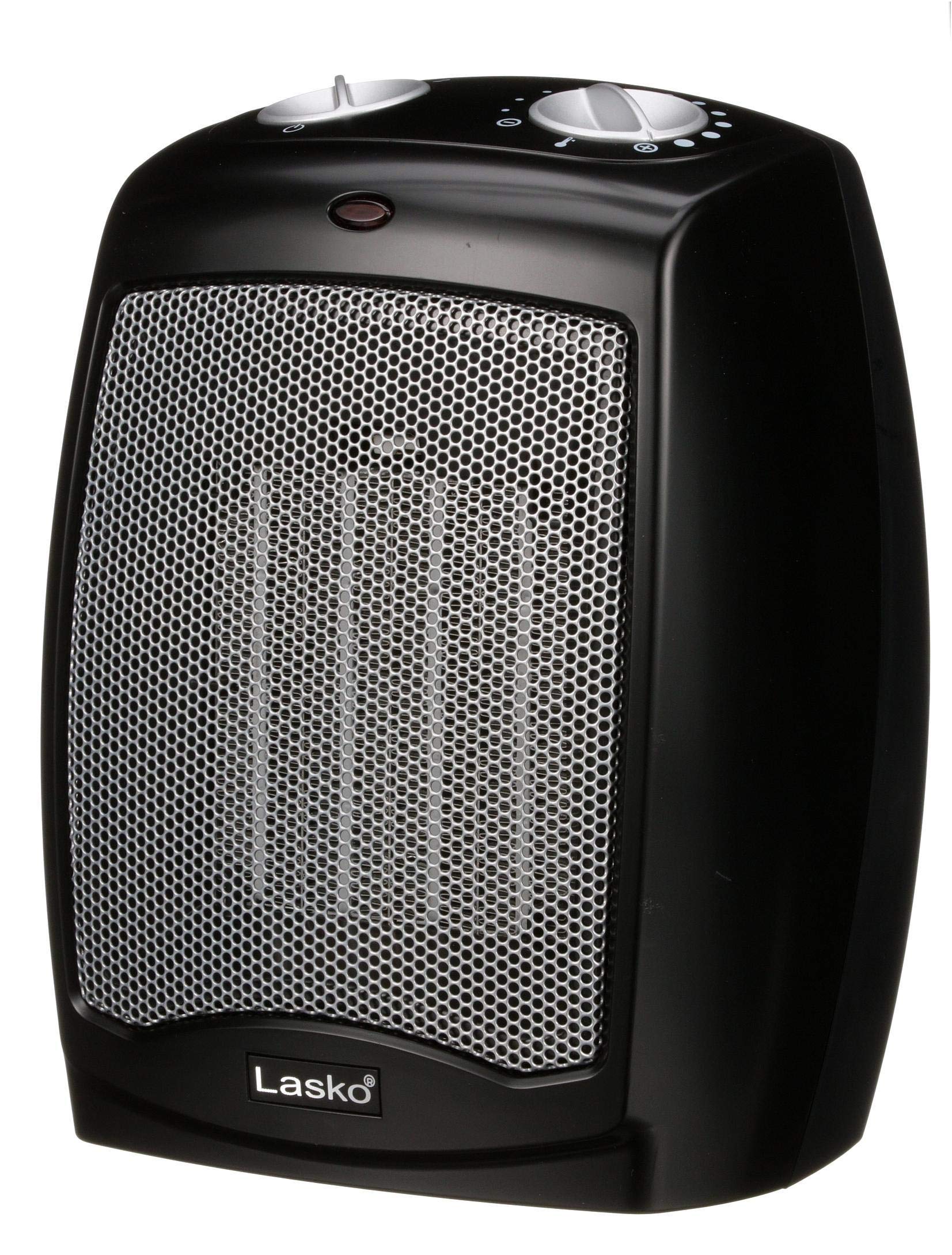 Lasko CD09250 Ceramic Adjustable Thermostat Tabletop or Under-Desk Heater, 9 Inches High, Black