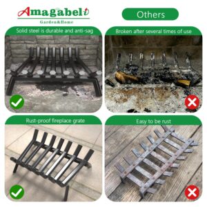 AMAGABELI GARDEN & HOME Fireplace Log Grate 30 inch Wrought Iron Fire Place Grates Heavy Duty Solid Steel Indoor Chimney Hearth 3/4" Bar Outdoor Firepit Wood Stove Firewood Burning Rack Holder