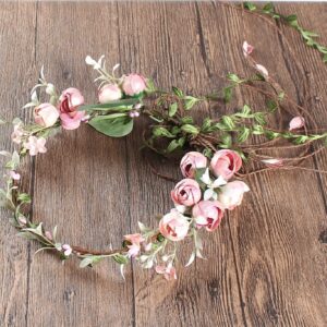 Floral Fall Adjustable Bridal Flower Garland Headband Flower Crown Hair Wreath Halo F-83 (A)