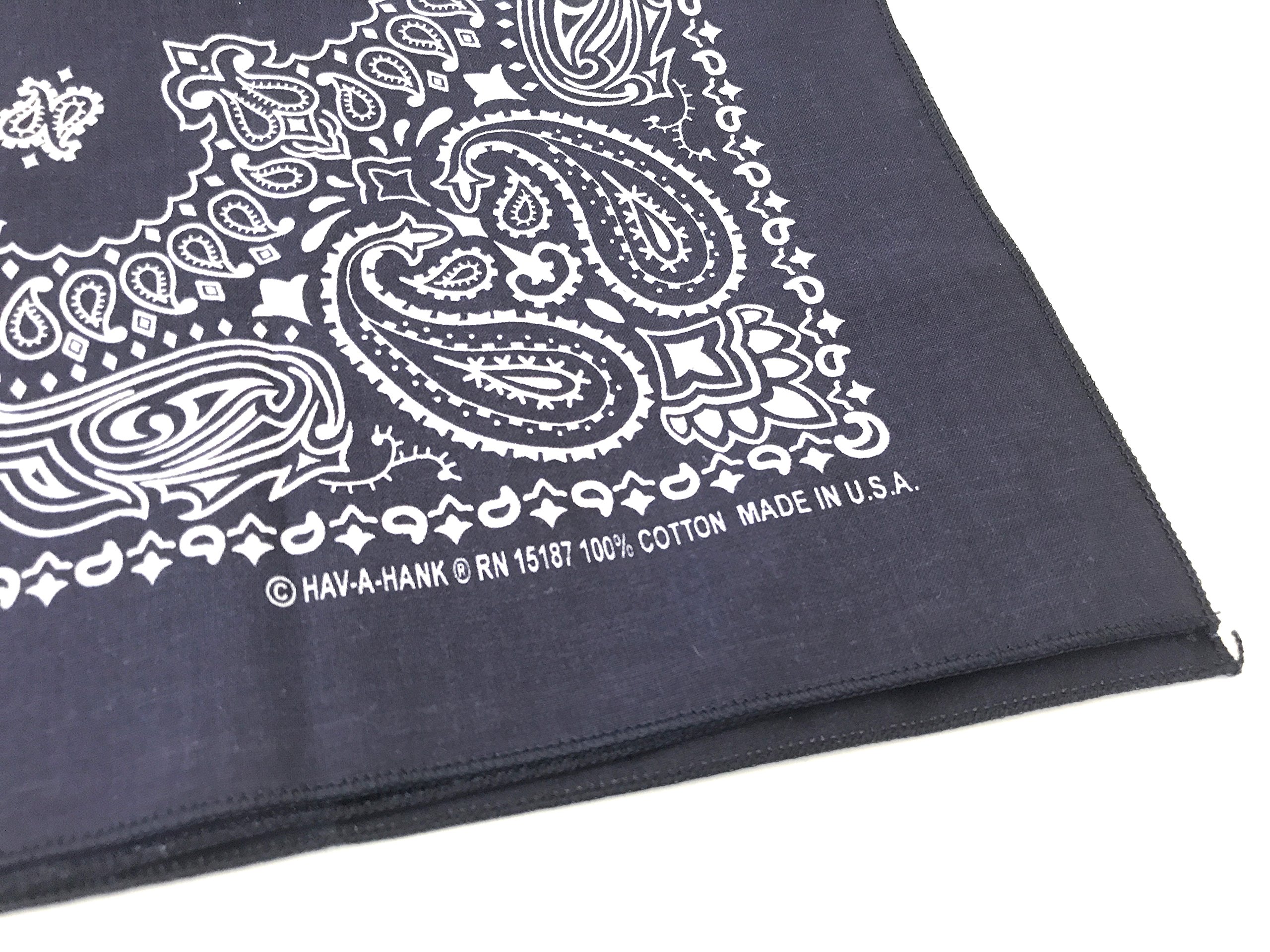 HAV-A-HANK Genuine MADE IN USA Bandanna Handkerchief 22 in Extra Large Bandana [5 Pack] (Navy)