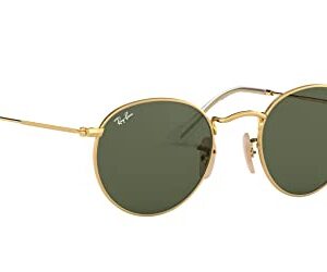 Ray-Ban RB3447N Round Flat Lens Sunglasses, Gold/G-15 Green, 50 mm