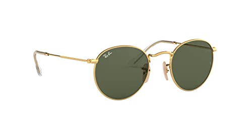 Ray-Ban RB3447N Round Flat Lens Sunglasses, Gold/G-15 Green, 50 mm