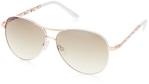 tahari womens th649 metal uv protective aviator women s sunglasses wear year round elegant gifts for women 60 mm, rose gold & white, 59 mm us