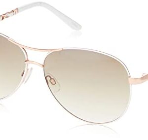 TAHARI womens Th649 Metal UV Protective Aviator Women s Sunglasses Wear Year Round Elegant Gifts for Women 60 mm, Rose Gold & White, 59 mm US