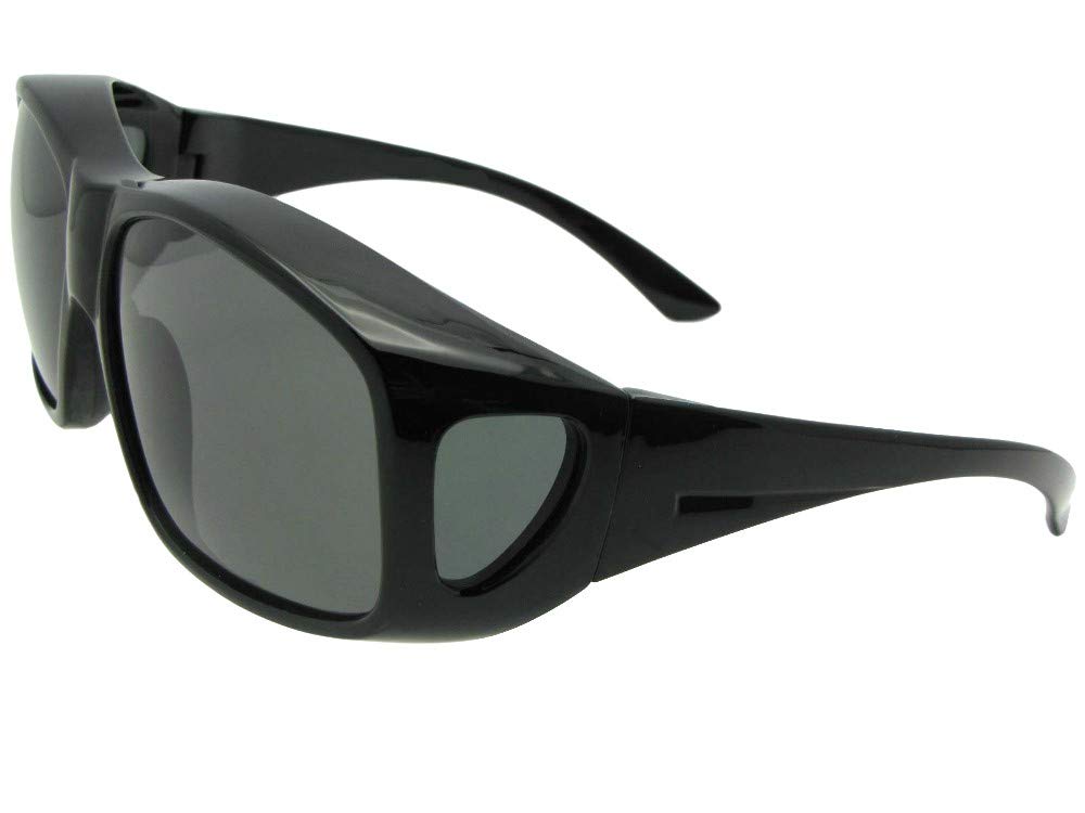 Sunglass Rage Style F19 Largest Polarized Fit Over Sunglasses Pouch (Black-Medium Dark Gray Lens, 2 3/4)