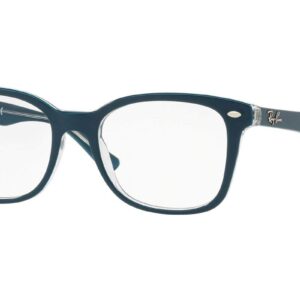 Ray-Ban RX5285 Square Prescription Eyeglass Frames, Turquoise On Transparent/Demo Lens, 53 mm