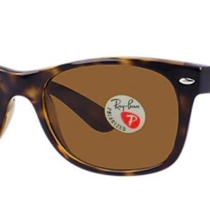 Ray-Ban RB2132 New Wayfarer Sunglasses Unisex 100% Authentic (Tortoise Frame Polarized Solid Brown Lens, 55) …