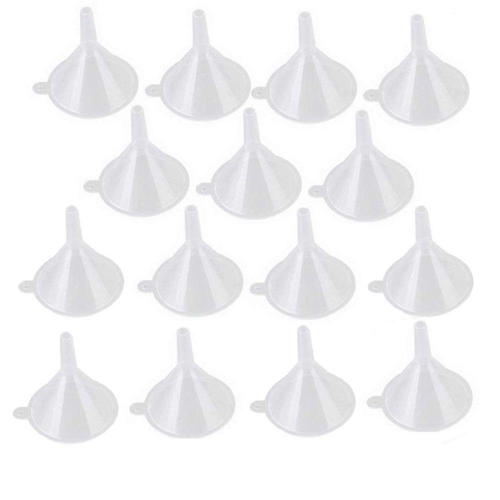 JOHOUSE 50PCS Small Funnel Mini Funnel Clear Plastic Funnels for Lab Bottles, Sand Art, Perfumes, Spices, Powder Funnel, Essential Oils, Recreational Activities