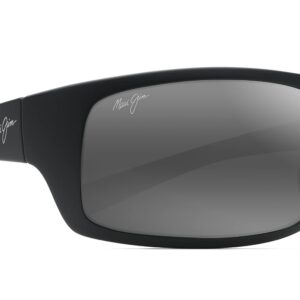 Maui Jim Men's and Women's Big Wave Polarized Wrap Sunglasses, Black Matte/Neutral Grey, Extra large