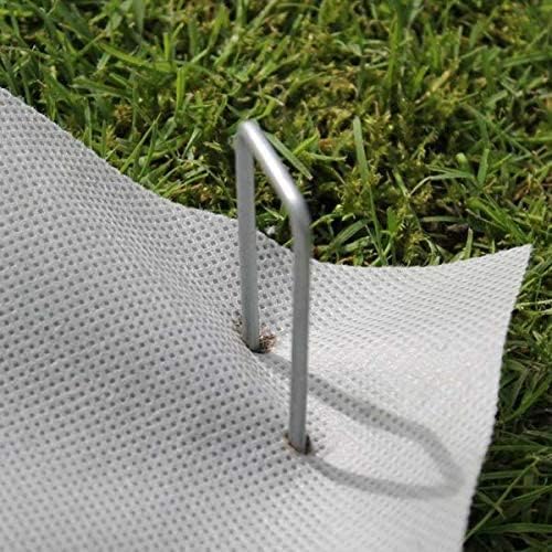 MySit 50x 6-Inch Galvanized Ground Garden Staples Stakes Pins, Lawn Landscape Staples Weed Fabric Staple, Heavy-Duty 11 Gauge Anti-Rust Steel Sod Anchor Securing Pegs(SodStaple_11Ga_AR50)