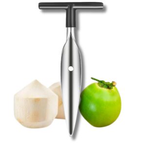 s stord coconut opener for fresh green young coconut water - works with peeled thai young white coconuts - open in seconds super safe easy and fast