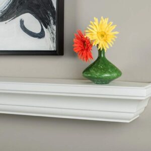 MANTELSDIRECT 72 Inch Floating Fireplace Mantel Wood Shelf in White - Colton from Mantels Direct | Wooden Rustic Wall Shelf Perfect for Décor and Electric Fireplaces