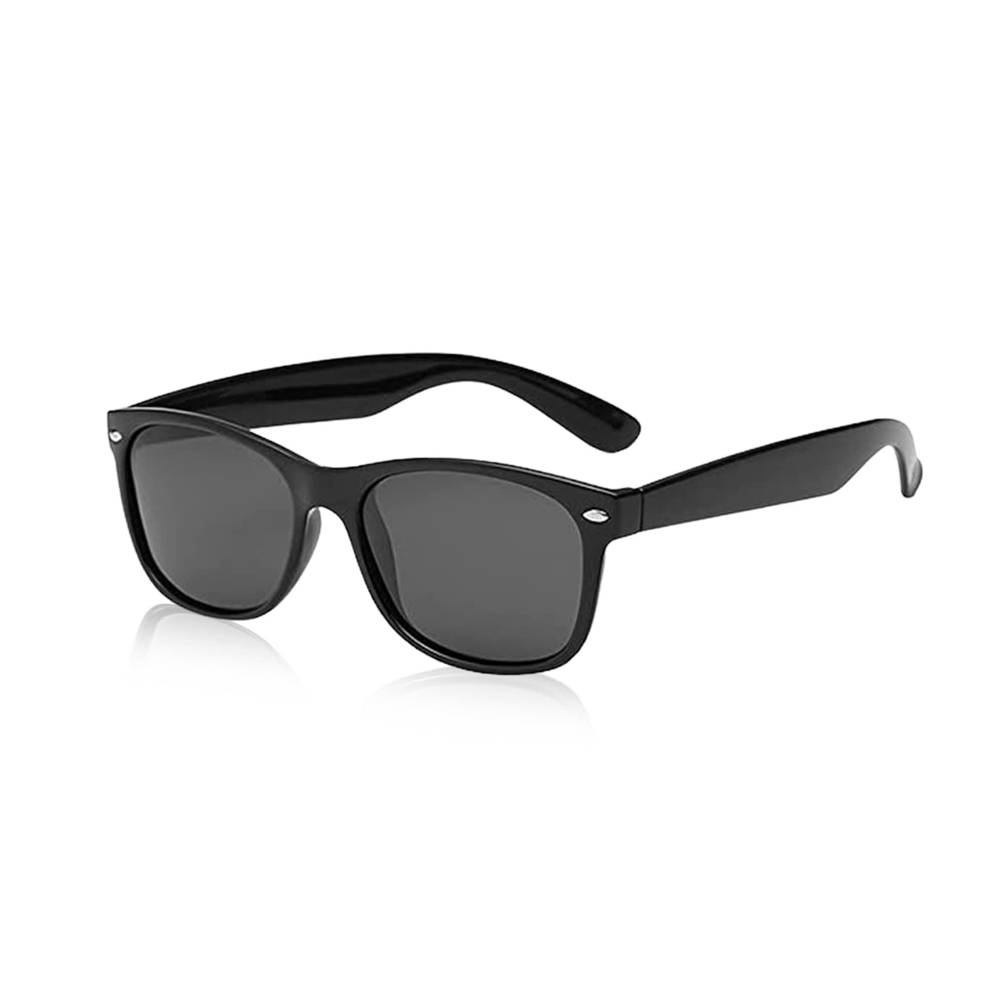 Lxnoap Sunglasses Classic 80’s Vintage Style Design (Black Matte, Smoke)