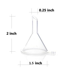 JOHOUSE 50PCS Small Funnel Mini Funnel Clear Plastic Funnels for Lab Bottles, Sand Art, Perfumes, Spices, Powder Funnel, Essential Oils, Recreational Activities