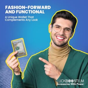 LUCKBOOSTIUM $100 Trifold Wallet - US Dollar Bill Wallet for Men - Money Wallet for Women - Leather Wallet with Card Slot and ID Window - Billfold Wallet for Teen, Boys, Kids