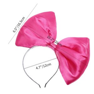 BUYITNOW Women Huge Bow Headband Cute Bowknot Hair Hoop for Halloween Cosplay, Hotpink, One size