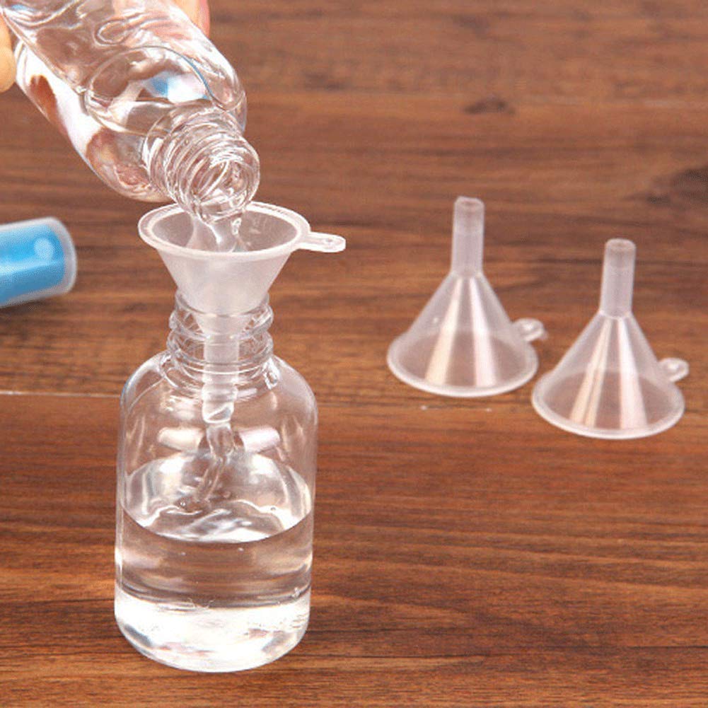 JOHOUSE 50PCS Small Funnel Mini Funnel Clear Plastic Funnels for Lab Bottles, Sand Art, Perfumes, Spices, Powder Funnel, Essential Oils, Recreational Activities