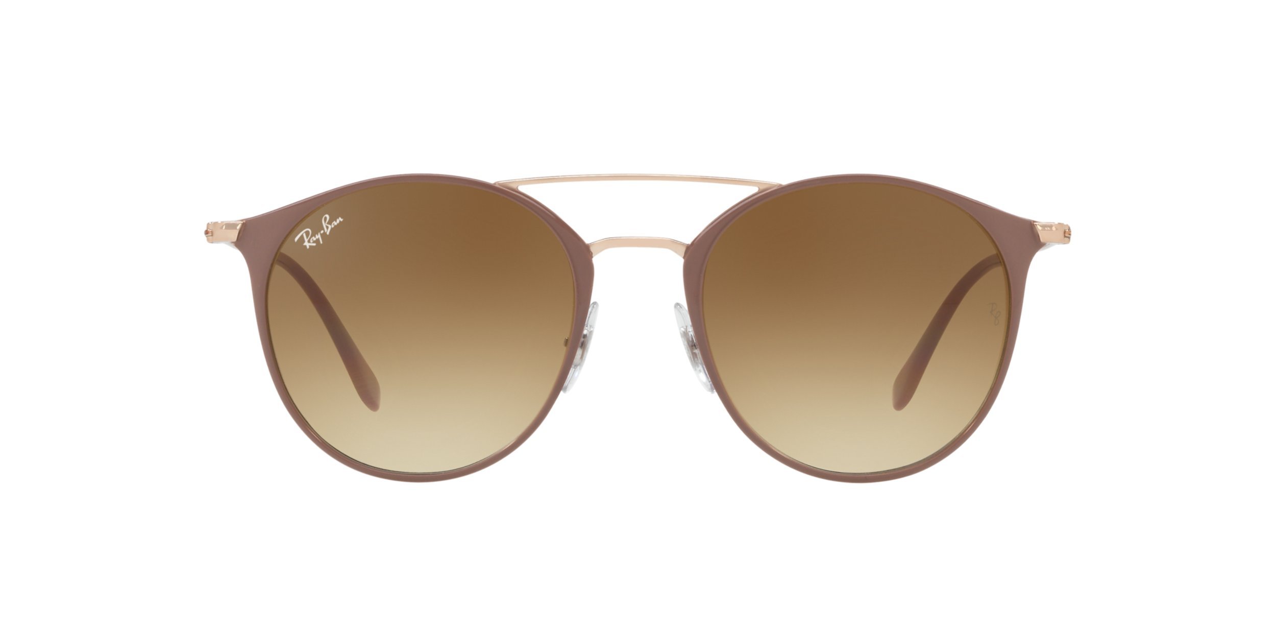 Ray-Ban RB3546 Round Sunglasses, Beige On Copper/Clear Gradient Brown, 49 mm