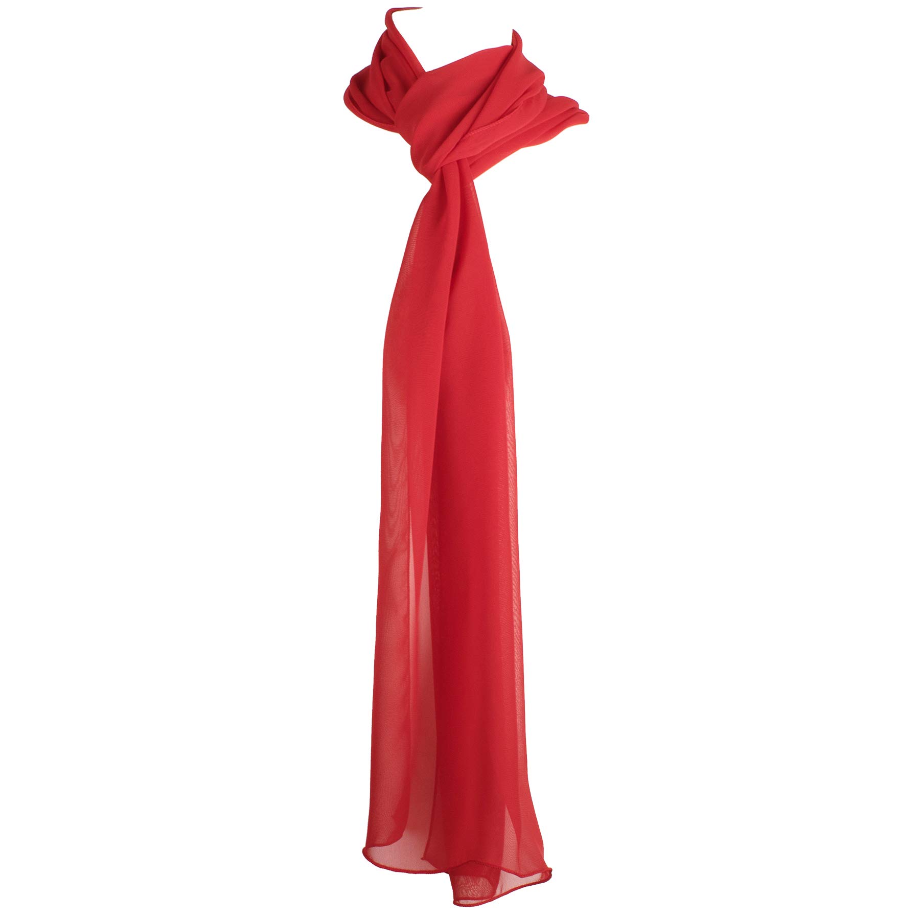 Hat To Socks Chiffon Scarf Sheer Wrap for Women (Red)