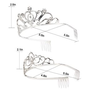 Exacoo Pack of 2 Rhinestone Tiara Crown Exquisite Headband Comb Pin Wedding Bridal Birthday Tiaras