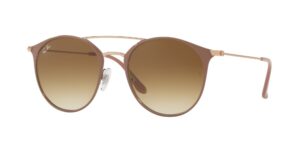 ray-ban rb3546 round sunglasses, beige on copper/clear gradient brown, 49 mm