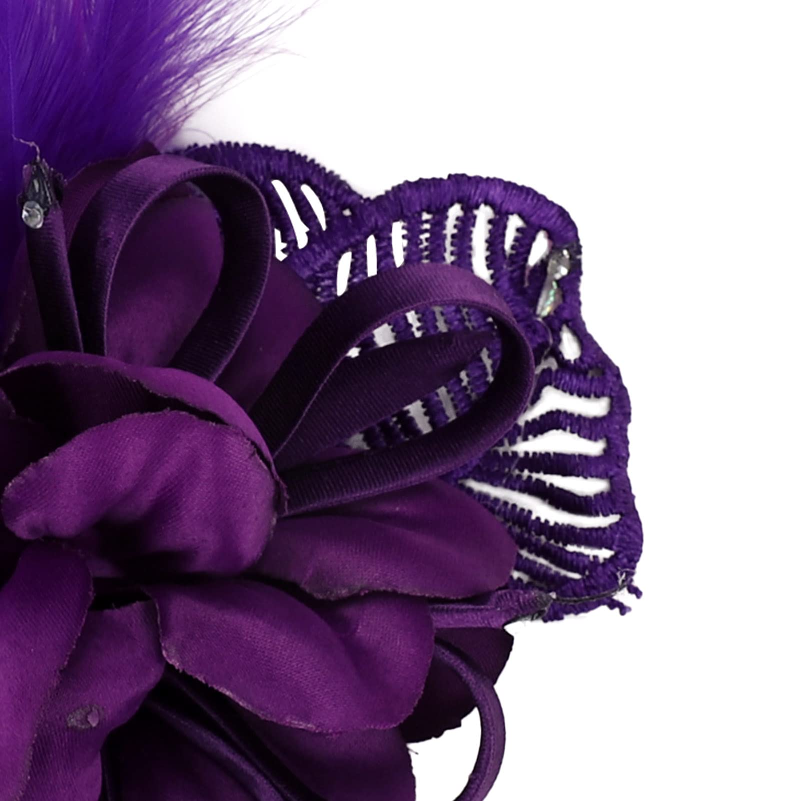 Song Qing Women's Fascinator Feather Flower Pin Brooch Corsage Bridal Hairband Derby Hat Cocktail Party Wedding (A1 Purple)